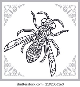 Honey bee zentangle arts isolated on white background