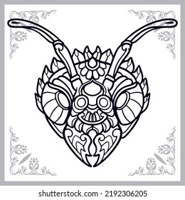 Honey bee zentangle arts isolated on white background