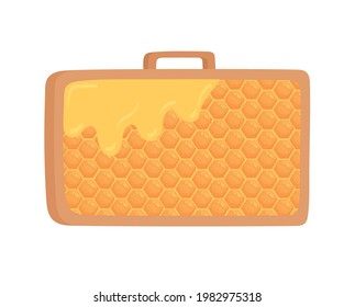 honey beehive in panel isolated icon