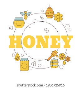 Honey and beekeeping concept. Vector illustration for website, app, banner, etc.