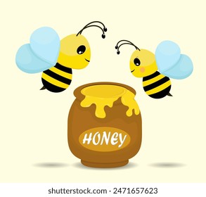 Honey beekeeping set,couple honey pot and honey bee