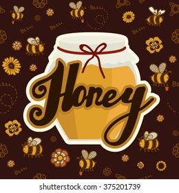 Honey. Bees. Cute hand-drawn vector design