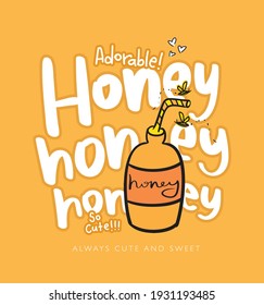 Honey and bees design for fashion graphics, t shirt prints, posters, stickers etc