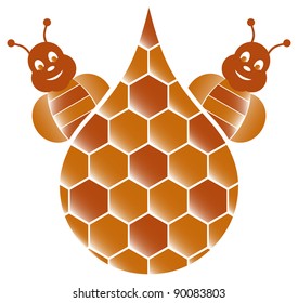 Honey Bees with drop (Vector)