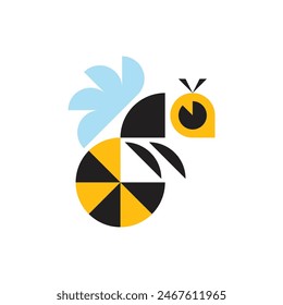 Honey bees fly in search of flower nectar logo vector