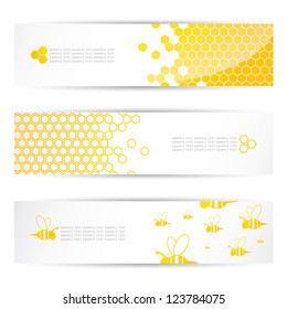 Honey and bees headers - vector illustration