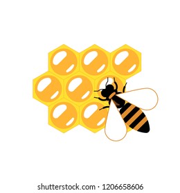 Honey bees and honeycombs. The vector illustration for banner or card.