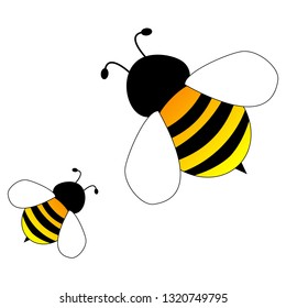 Honey bees isolated on the white background