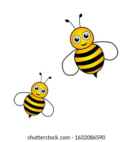 Honey bees isolated on the white background