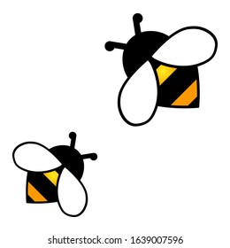 Honey bees isolated on the white background