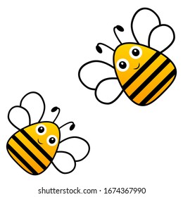 Honey bees isolated on the white background