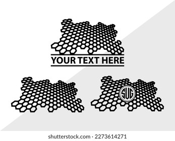 Honey Bees Monogram Vector Illustration Silhouette