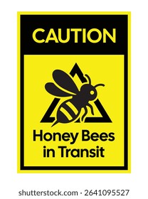 Honey Bees in Transit Warning Sign – Beekeeping Transport Notice, Pollinator Safety Precaution, Agriculture Industry Caution, Environmental Awareness