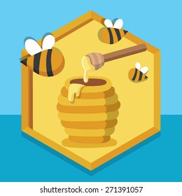 honey and bees vector