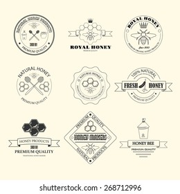 Honey and bees vector badges and labels for any use emblem, logo