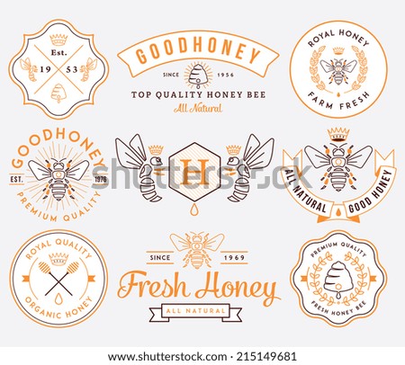 Honey and bees vector badges and labels for any use