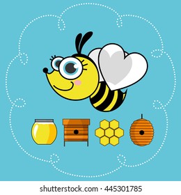 Honey Bees. Vector Illustration