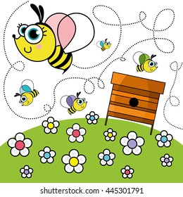 Honey Bees. Vector Illustration