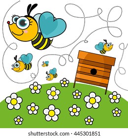 Honey Bees. Vector Illustration