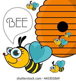 Honey Bees. Vector Illustration