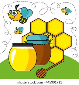 Honey Bees. Vector Illustration