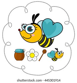 Honey Bees. Vector Illustration