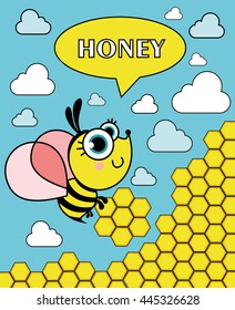 Honey Bees. Vector Illustration