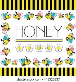 Honey Bees. Vector Illustration