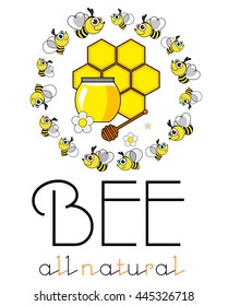 Honey Bees. Vector Illustration