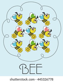 Honey Bees. Vector Illustration