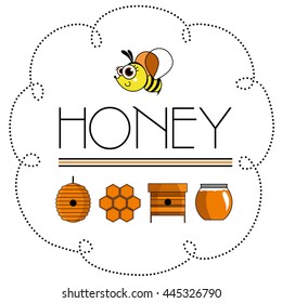 Honey Bees. Vector Illustration
