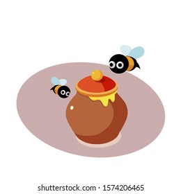 honey and bees vector isolated on background design.
