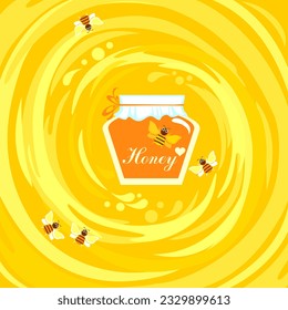 Honey blot on white background. The label for your design. Perfect for packaging, advertising and other options. Vector illustration