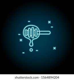 Honey blue neon icon. Simple thin line, outline vector of agriculture icons for ui and ux, website or mobile application