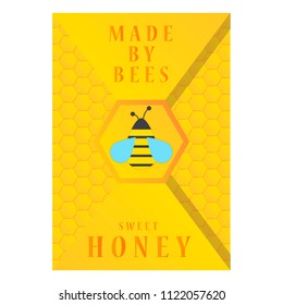 honey booklet with bee,template for advertising beekeeping products,vector image, flat design