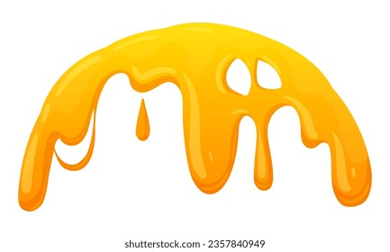 Honey border. Cartoon melting liquid honey spot, sweet syrup dripping spot flat vector illustration. Sticky honey drip