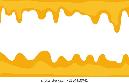 Honey Border Fresh Melted Honey Seamless Dripping Liquid. Honey liquid drips Vector illustration. Golden flow syrup, healthy fluid. 