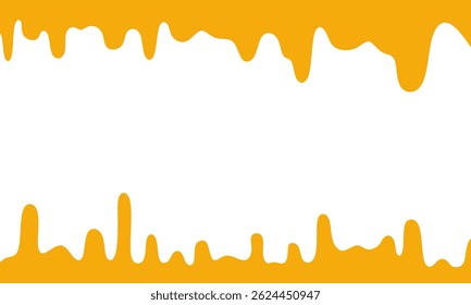 Honey Border Fresh Melted Honey Seamless Dripping Liquid. Honey liquid drips Vector illustration. Golden flow syrup, healthy fluid. 