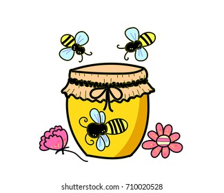honey bottle bee insect art cute pink flower gold liquid wallpaper