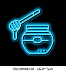 Honigflasche Bienenzucht Neon Leuchtzeichen Vektor. Imkerei-Illustration