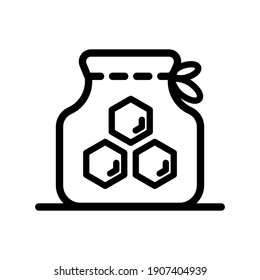 Honey bottle outline icon, vector line illustration for shop and symbol of manufacturing of honey . Traditional sweets and candy.