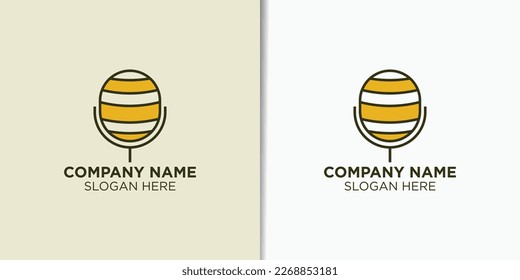 honey broadcast logo vector, podcast logo template