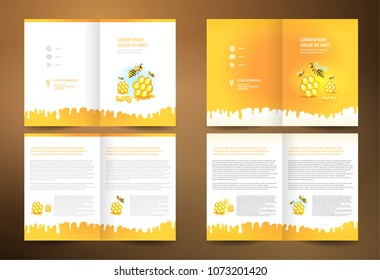 Honey Brochure folder set, mead bee honeycomb element yellow color