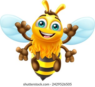 A honey or bumble bee cartoon flying bumblebee cute cartoon mascot