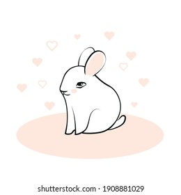 Honey bunny. Funny rabbit hand-drawn flat vector illustration. Funny animal card. Valentine's day. Easter rabbit. Cartoon.