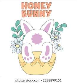 Honey Bunny in a pot illustration vector graphic perfect for easter celebration