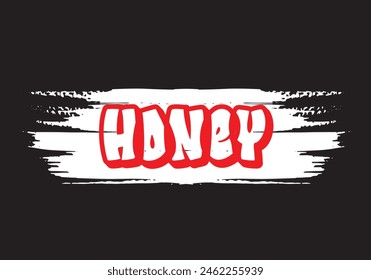 Honey calligraphy lettering text. Vector bee hand lettering word in black color isolated on white background. Concept for logo card, typography poster, print.