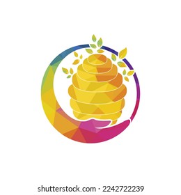 Honey care vector logo design concept. Honeycomb logo design template.