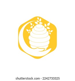 Honey care vector logo design concept. Honeycomb logo design template.