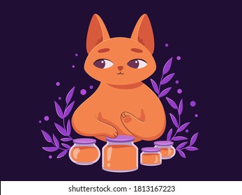 Honey cat cute cartoon vector illustration 